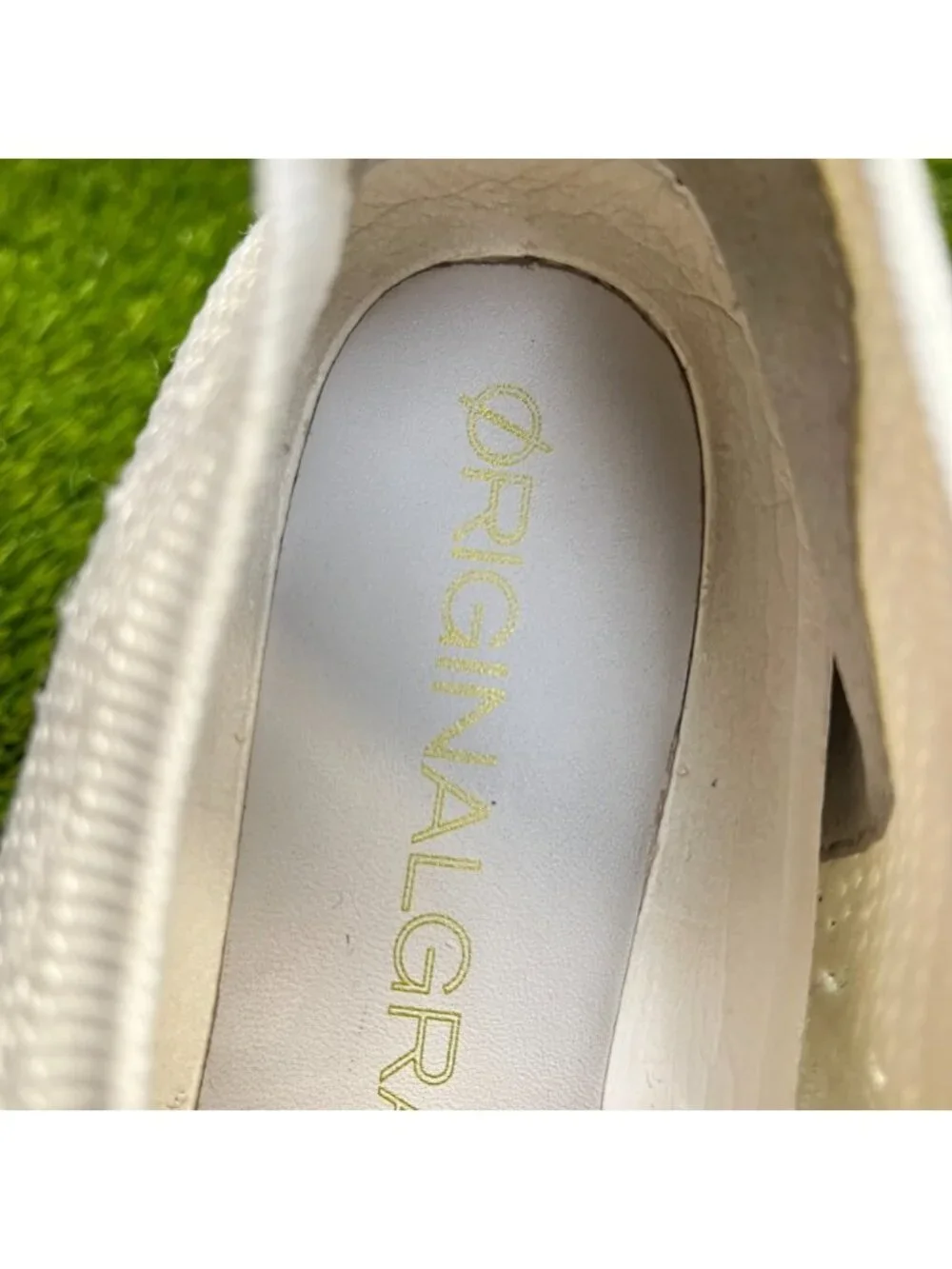 Cole Haan Original Grand Womens Size 7.5 Ivory Stitchlite Wingtip Oxford Shoes